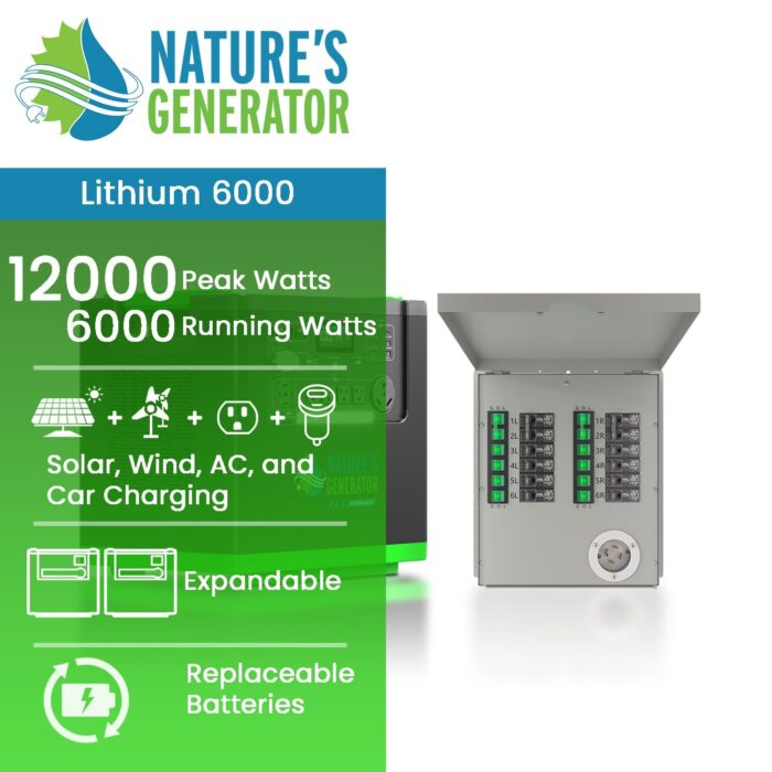 Nature's Generator Lithium 6000 and Transfer Switch