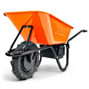 SuperHandy Cordless Electric Wheelbarrow Utility Cart, 48V 2Ah Battery Powered, 75L Steel Tub, 150kg Load Capacity Garden Trolley, Material & Debris Hauler